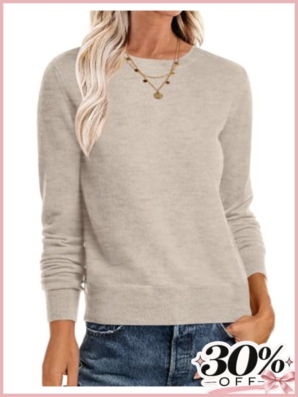 Womens Crewneck Long Sleeve Pullover Sweater Lightweight Layering Knit Top
